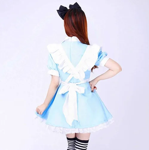 Vista 4 de EXCELLANYARD Vestido azul de sirvienta francesa para cosplay