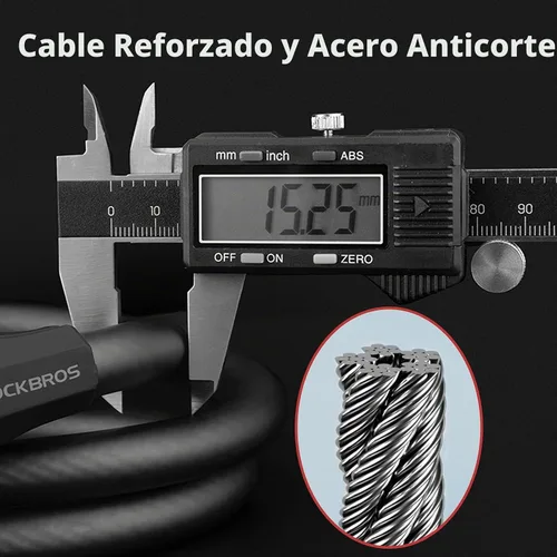 Vista 2 de ROCKBROS Cable de bloqueo de bicicleta especializado, Combinación de bloqueo de bicicleta de 5 dígitos, Cerradura de rueda de bicicleta de 47