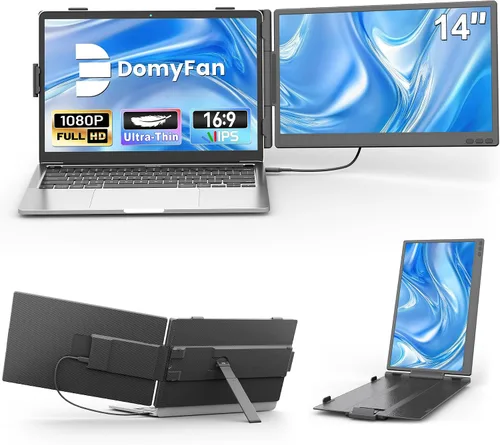 Vista 8 de domyfan Extensor de pantalla para portátil de 14 pulgadas, extensor de monitor dual portátil ultrafino con pantalla IPS FHD 1080P, Plug & Play a