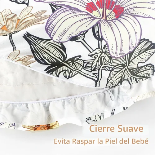 Vista 5 de Funda de almohada de lactancia con volantes, funda extraíble resistente para almohadas de lactancia, funda de almohada de alimentación ultra suave