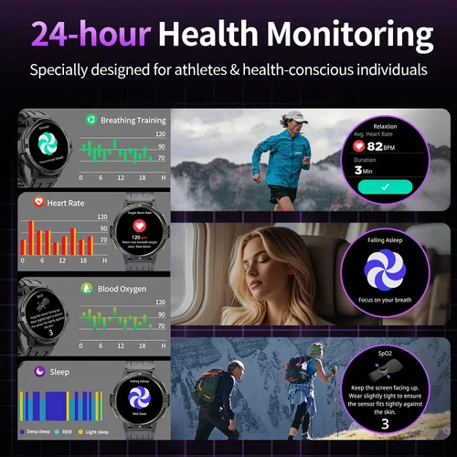 Vista 6 de Rugged Smart Watch for Men with Built-in GPS, 6-Axis Sensor for HIIT/Run Form Analysis, 1.46'' Tactical Smartwatch with Bluetooth Calls, Compass