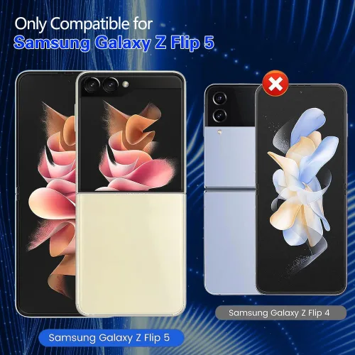 Vista 2 de Protector de pantalla de privacidad 8 en 1 para Samsung Galaxy Z Flip 5, interior suave EPU flexible, protector de pantalla frontal y trasera