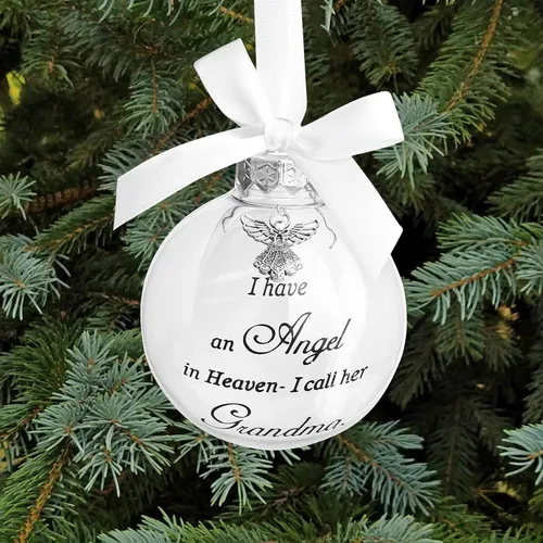 Vista 7 de Adorno de ángel conmemorativo de Navidad con diseño de bola de plumas con texto en inglés "I Have an Angel in Heaven I Call Her Aunt Family