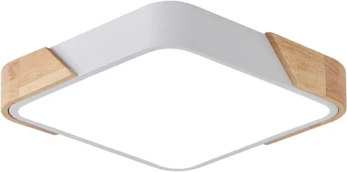 Vista 9 de Lámpara de techo LED moderna, 2 paquetes de luces de techo de montaje empotrado de madera, luces de cocina LED y accesorios de iluminación
