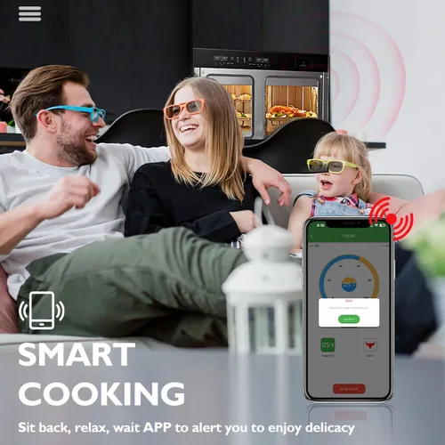 Vista 6 de Termómetro inteligente para carne, 656 pies, alcance remoto, termómetro digital para cocinar alimentos con sonda inalámbrica, lecturas en tiempo