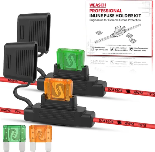 Vista 18 de 2 Pack 8 AWG 12V Maxi Fuse Holder UL Recognized Wire with 80A Fuses IP67 8 Gauge Heavy-duty Fuse Holder for High-Current 12V Systems, Including