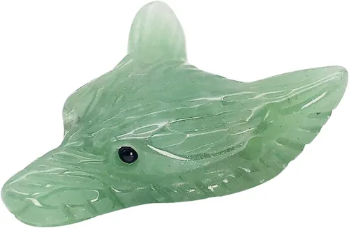 Vista 5 de Fekuar Estatua de cabeza de lobo de opalita sintética tallada a mano, figura de cristal curativo tallada en animales, escultura perforada