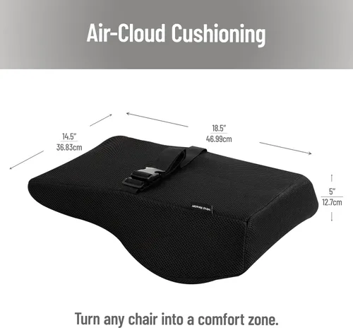Vista 3 de Mind Reader Air-Cloud - Cojín lumbar, almohada ergonómica de espuma viscoelástica para sillas de oficina, reclinables y asientos de automóvil, Negro