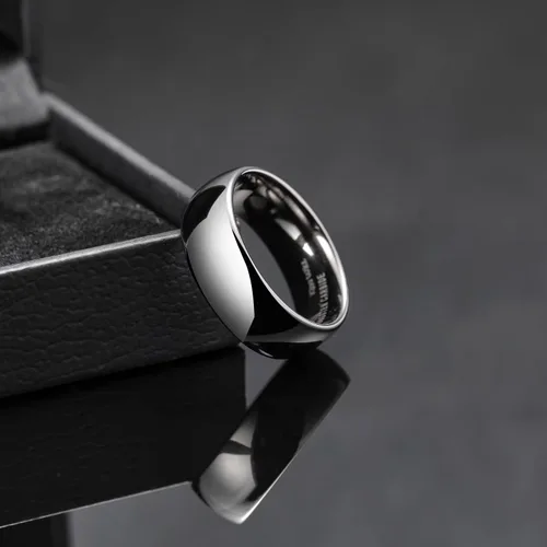 Vista 71 de King Will Alianza de boda de carburo de tungsteno para hombres y mujeres, anillos de promesa para parejas abovedados de alto pulido