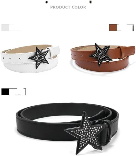 Vista 6 de CYee Y2K - Cinturón de cuero con hebilla de estrella, accesorios para mujer, estilo punk, indie, con ojales, para mujer
