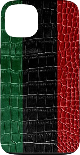 Vista 7 de iPhone 16 Pan African Flag Patriotic Crocodile Skin Print Pride Case