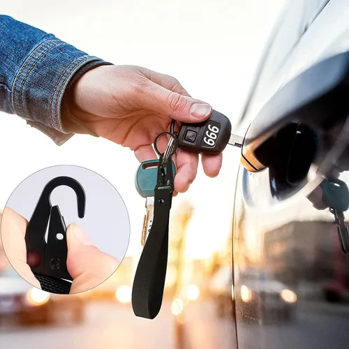 Vista 9 de Dsycar Llavero Negro para Coche y Motocicleta con Anilla - Etiqueta de Llavero para Coche - Correa de Muñequera para Llave, Cordón de Muñeca