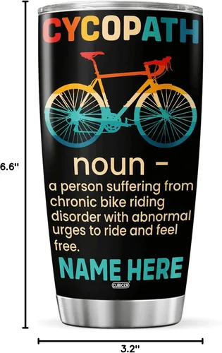 Vista 8 de CUBICER Vaso de café personalizado para ciclismo, taza de viaje con tapa, taza aislada, regalos de Navidad para mujeres, hombres, adultos, amigos