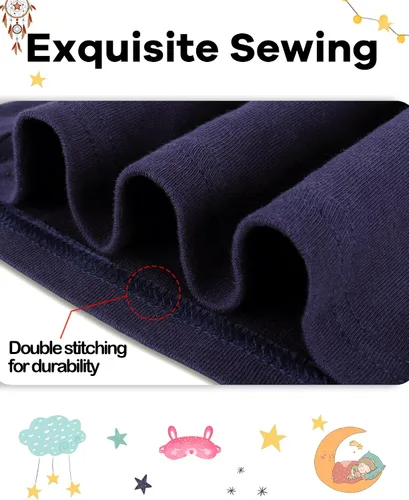 Vista 4 de DAUGHTER QUEEN Pijama de algodón para niñas de 4 piezas, talla 18 meses-12 años
