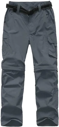 Vista 2 de Pantalones de senderismo convertibles para niños, ligeros, de secado rápido, con cremallera, para niños, jóvenes, exteriores, UPF 50+, pantalones