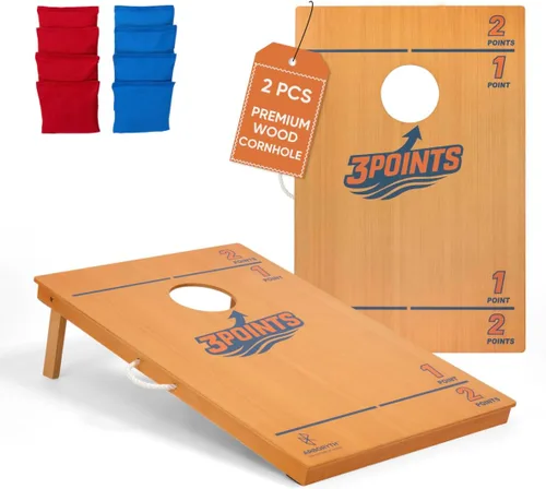 Vista 13 de Juego de tablas de cornhole de madera maciza, natural, 8 bolsas de frijoles Bald Eagle