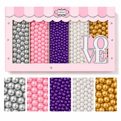 Vista 11 de Confect Gránulos Dorados de Perlas Gránulos Dorados para Decoración de Pasteles y Cupcakes y Celebración Paquete Surtido de 5 All That Glitters
