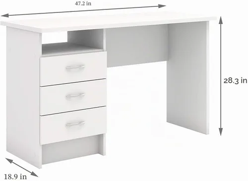 Vista 3 de Tvilum Whitman - Escritorio con 3 cajones, color blanco