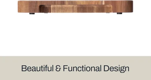 Vista 4 de All-Clad Kitchen Essentials Tabla de cortar de acacia con ranura para jugos de 19 x 14 pulgadas, 1 pulgada de grosor, tabla de cortar para carne
