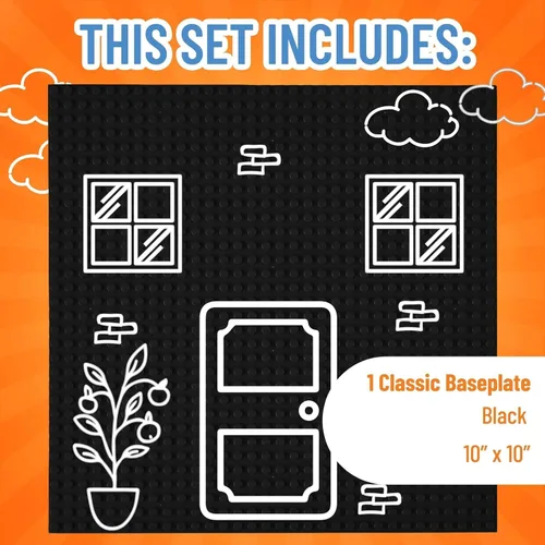 Vista 3 de Strictly Briks Placa base clásica negra – Placas base apilables para construcciones de ladrillos de varios niveles – Compatible con todas