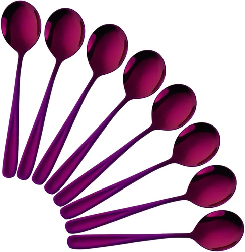 Vista 14 de 8-Piece Stainless Steel Table Spoons, 7 Inch Soup Spoons for Cereal, Dessert, Soup, Coffee & Tea(black）