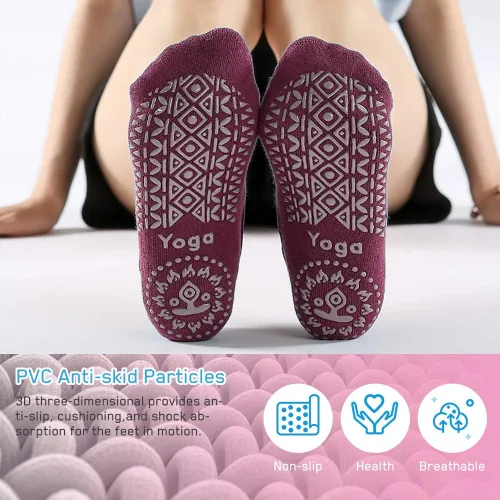 Vista 6 de Luckit Calcetines de yoga con puños para mujer calcetines antideslizantes para pilates calcetines de fitness calcetines antideslizantes para yoga