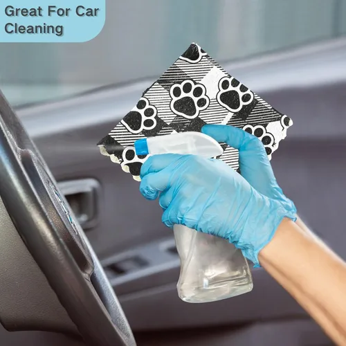 Vista 7 de Plaid Pet Paw Prints Dish Towels Set of 6
