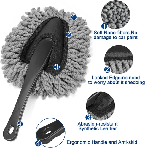 Vista 9 de Fitosy Kit de cepillo de limpieza de polvo para interior de coche, putty de silicona suave para ventilaciones del salpicadero, cepillos de detalle