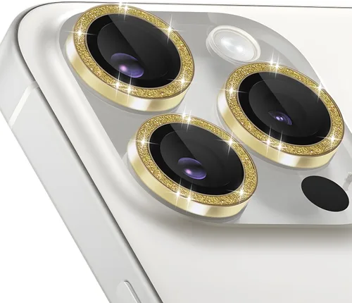 Vista 22 de Protector de lente de cámara para iPhone 15 Pro/15 Pro Max, protector de lente de anillo de cámara de vidrio templado individual con bandeja