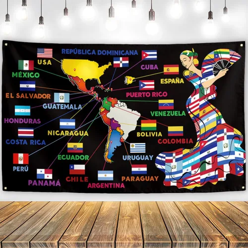 Vista 7 de Fondo del Mes de la Herencia Hispana 71 × 43 pulgadas Decoración de aula