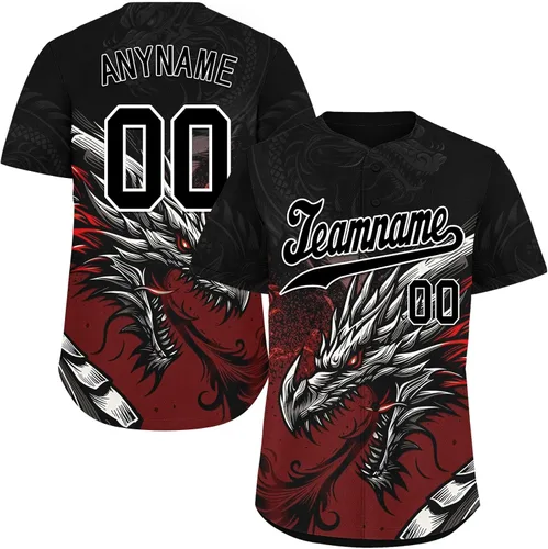 Vista 22 de Camiseta de béisbol de dragón personalizada para hombres y mujeres, camisa de Steetwear de estilo gótico, nombre del equipo y número personalizado
