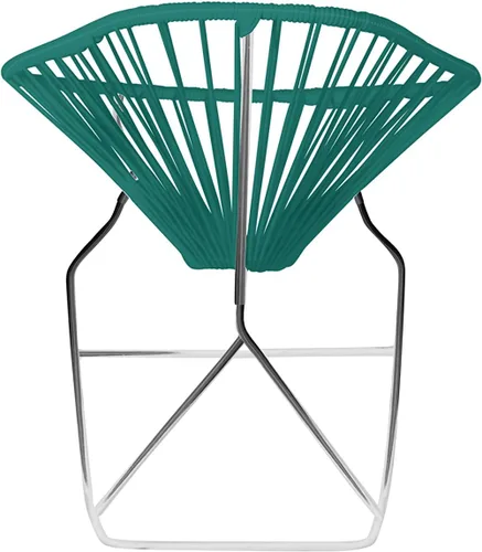 Vista 3 de Innit Designs Acapulco - Silla mecedora con estructura cromada, color turquesa, tejido naranja Verde