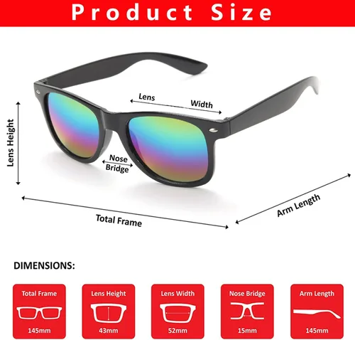 Vista 3 de Gafas de sol clásicas para hombre, paquete de 15 unidades, espejo colorido Negro Espejo