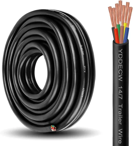 Vista 38 de Cable de Remolque de 4 Vías - Calibre 14, 4 Conductores, 10 Pies, Extensión de Cable Resistente de Cobre Puro, Cordón de Cableado para Remolque RV