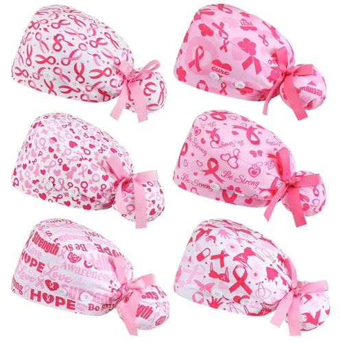 Vista 8 de 6 gorras de uniforme médico con lazo para mujer, sombreros de enfermería con botones ajustables para atar en la espalda, gorra de trabajo