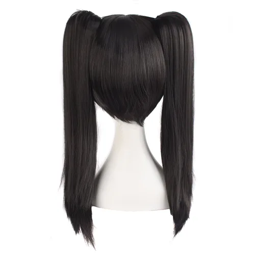 Vista 4 de MapofBeauty 20 pulgadas/19.7 in doble cola recta pelo Cosplay pelucas (negro)