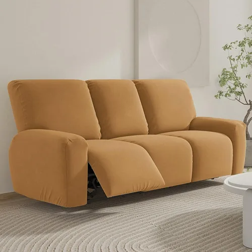 Vista 17 de vctops Fundas para sofá reclinable de 3 cuerpos, elásticas, de punto, suaves, lisas, antideslizantes, para sofá, protector de muebles con parte Café