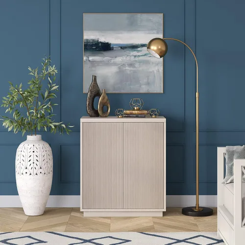 Vista 6 de Henn&Hart Alston - Armario Accent, 28 pulgadas de ancho, blanco aliso Fluted doors and clean lines create modern charm, with hidden storage, an