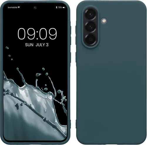 Vista 183 de kwmobile Funda compatible con Samsung Galaxy A12 - Funda protectora de silicona TPU suave y delgada - Azul Báltico