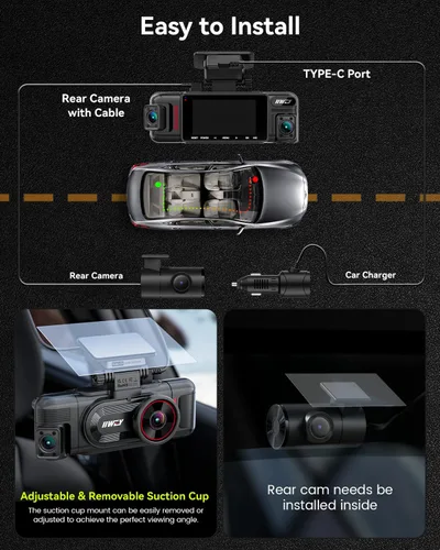 Vista 14 de IIWEY N6 PRO 4K STARVIS 2 4 canales Dash Cam 360° View, tarjeta gratuita