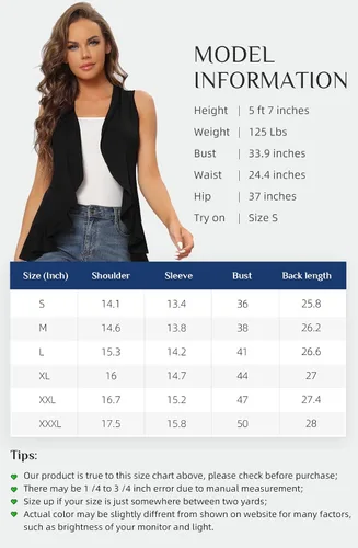 Vista 5 de Xeoxarel Cárdigan sin mangas para mujer con frente abierto (S-3XL)