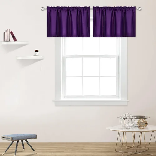 Vista 11 de DECOVSUN Cenefas Aqua para ventanas de cocina, con bolsillo para barra, opacas, con aislamiento térmico, 1 panel de 42 x 18 pulgadas