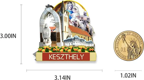 Vista 3 de Imán de madera para nevera Hungría Keszthely Monumentos 3D de viaje coleccionables, decoración hecha a mano