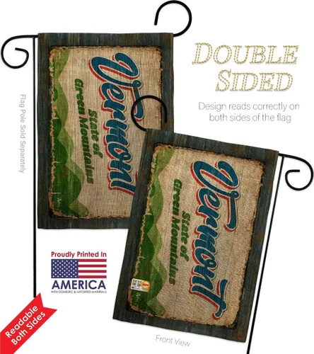 Vista 5 de Americana Home & Garden Vermont Vintage Burlap Garden House Flag Set Regional States American Territories Republic Country Particular Area
