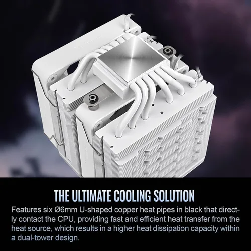 Vista 5 de Thermaltake Enfriador de CPU ASTRIA 600 ARGB; 6 tubos de calor de cobre; ventiladores PWM de 0.079 x 4.724 in; 500 ~ 1800 RPM; Torre dual