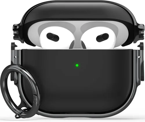 Vista 22 de Maxjoy Funda para AirPods 3 con cerradura, funda protectora rígida de 3ª generación para AirPod de 3ª generación para mujeres y hombres con llavero
