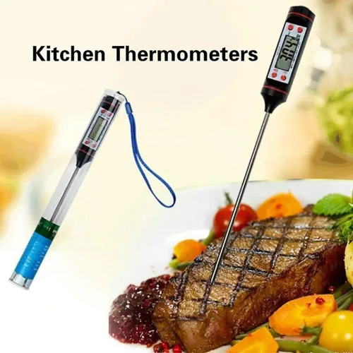 Vista 4 de Termómetro de carne negro, termómetro digital de lectura instantánea, termómetro electrónico de alimentos con sonda súper larga para cocina, leche