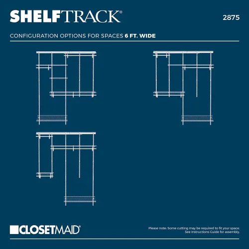 Vista 5 de ClosetMaid ShelfTrack - Sistema organizador de alambre para armario, ajustable de 5 a 8 pies, con estantes, barras de ropa, estante para zapatos