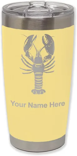 Vista 13 de LaserGram Vaso aislado al vacío de 20 onzas, langosta, grabado personalizado incluido (negro)