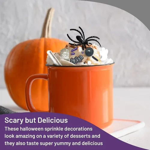 Vista 4 de Delicious & Deadly Graveyard Smash-RIP negro, violeta, morado, blanco, plata, mansión encantada de Halloween, otoño, colorido, chispas de caramelo
